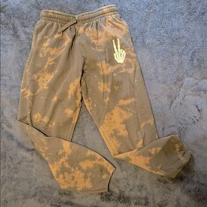 Tie dye/Bleach Look Black/Brown joggers